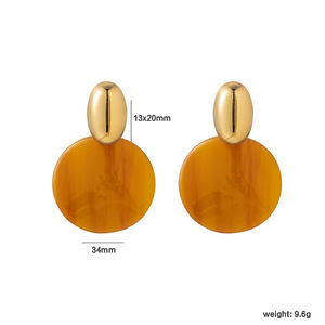 Fashion Dangle <b>Earrings</b> Oval Geometric Drop <b>Earrings</b> Stainless Steel Ear <b>Post</b> Zinc Alloy Material - Product Image 2