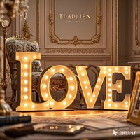 En gros, Grandes lettres lumineuses empilées à deux rangées, 4 pieds, en acier inoxydable, avec support de toile de fond LED, pour intérieur, bureau, commerce de détail, mariage