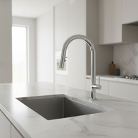 Robinet de cuisine moderne à poignée unique en laiton sans plomb, cartouche céramique, installation monotrou, douchette extractible – Meilleures ventes
