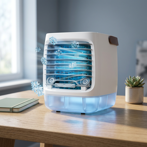 Ventilateur d'air évaporatif rechargeable USB 2.0, fonctions d'humidification, compact, léger, économie d'énergie, faible bruit, en plastique - Product Image 2