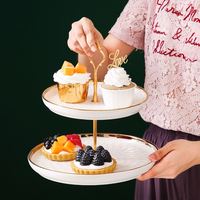 Présentoir de Luxe Moderne en Céramique Blanche pour Gâteaux, Socle de Table pour Décoration de Fête, Mariage et Événements