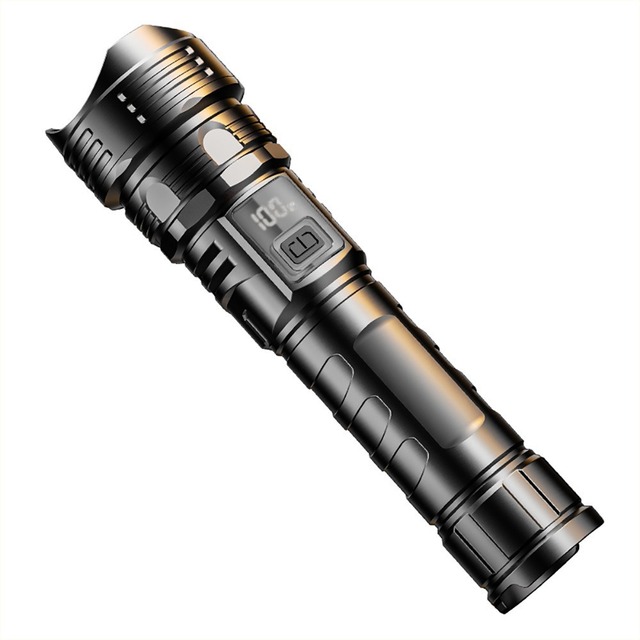 Waterproof Rechargeable ABS Plastic Laser Flashlight Digital Electronic Display Strong Light and Telescopic Zoom Torch