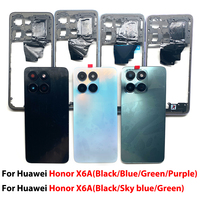 Casing Bezel Tengah, Kaca Belakang, Penutup Baterai untuk Ponsel Honor X6A, Sasis Depan, Panel Pintu Belakang, Suku Cadang Perbaikan