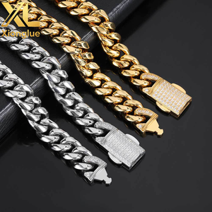 Hop Culture Miami Cuban Link Bracelet 18K Real Gold Plated Stainless Steel Solid Bracelet for <b>Mens</b> Women - Product Image 4