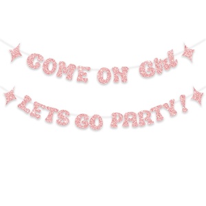 ธงกระดาษและป้ายแขวนสำหรับงานปาร์ตี้ธีมลายจุดพร้อมเครื่องประดับดอกไม้สีชมพู-ขายส่ง - Product Image 5