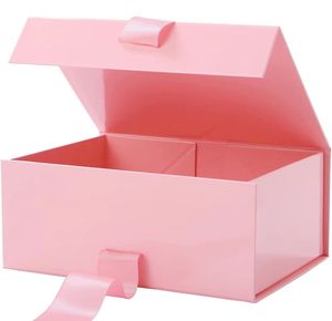 ขนาดใหญ่โลโก้ที่กําหนดเองคุณภาพสูงกล่องของขวัญแข็งบรรจุภัณฑ์เสื้อผ้ากล่องพับได้พร้อมเข็มขัดริบบิ้น - Product Image 3