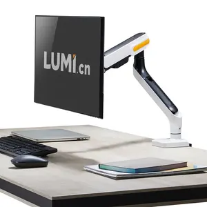 LUMI Monitor Arm Computer Flexible Single Fully Adjustable Desk Mount Bracket Stand Aluminum Spring Assisted Monitor Holder Arm