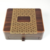 Boîte cadeau en bois personnalisée pour dattes et chocolats, avec doublure en PU, décor sculpté ajouré et tiroir, pour l'emballage alimentaire haut de gamme du Moyen-Orient, vente en gros