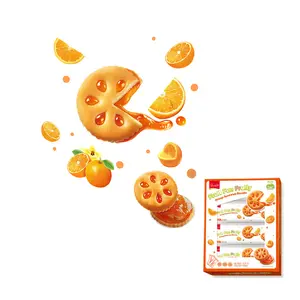 Hot Selling Products 2024 Box Package 300g Jam Sandwich Flesh Orange Flavor Round Crispy Biscuits