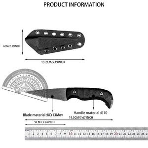 Cuchillo Bowie Táctico de Acero Inoxidable Damasco con Funda, Punta de Lanza, para Supervivencia al Aire Libre y Camping, Incluye Silbato y Varillas de Magnesio - Product Image 5