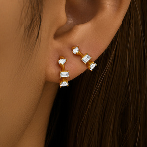 Aros de Plata de Ley 925 CANNER, Simples, Clásicos, Irregulares, con Circonita 5A, para Mujer - Product Image 2
