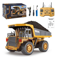 Camion benne télécommandé 2,4 GHz/13 canaux pour enfants, en alliage, 4x4, avec simulation mécanique et divertissement dynamique