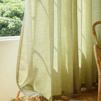 Voilages plissés couleur sauge clair en polyester/lin écologiques pour fenêtre française, idéaux pour salon moderne et chambre à coucher – Vente directe usine