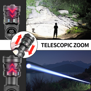 Đèn pin có thể thu phóng, tích hợp nam châm, sạc lại được, đèn pin chiến thuật 1200 lumen, đèn COB mạnh mẽ dùng ngoài trời, có màn hình hiển thị - Product Image 2