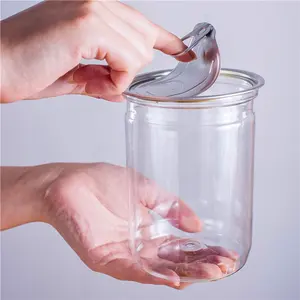 Envases transparentes vacíos al por mayor de 50g, 250ml, 350ml, 500ml, envases de comida transparentes de fácil apertura, latas de plástico de grado alimenticio de material PET