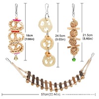 Ensemble de jouets pour oiseaux, jouet à mâcher pour perroquet, couleur naturelle, combo anti-ennui T009