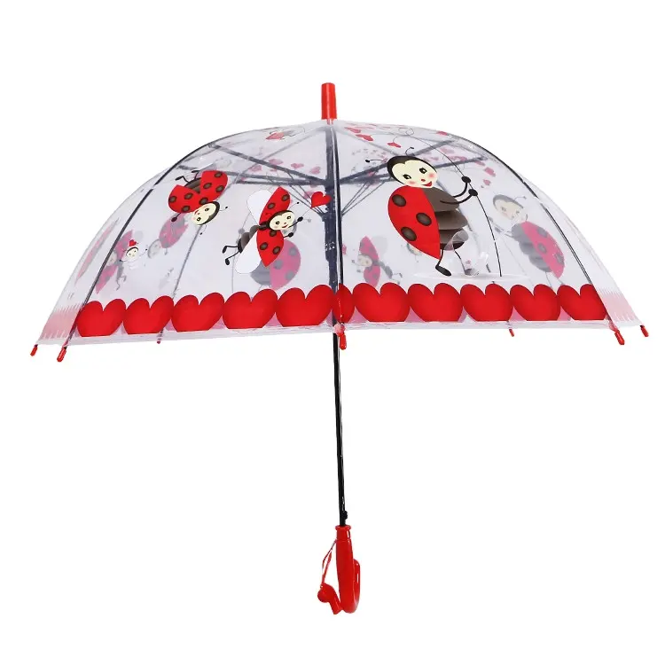 Guarda-chuva transparente colorido, guarda-chuva transparente para crianças de desenhos animados