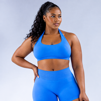Soutien-gorge de sport et de yoga pour femme, en nylon ultrafin mat, très élastique, sans couture, à maintien élevé, avec dos halter et dos large ouvert, pour la publicité