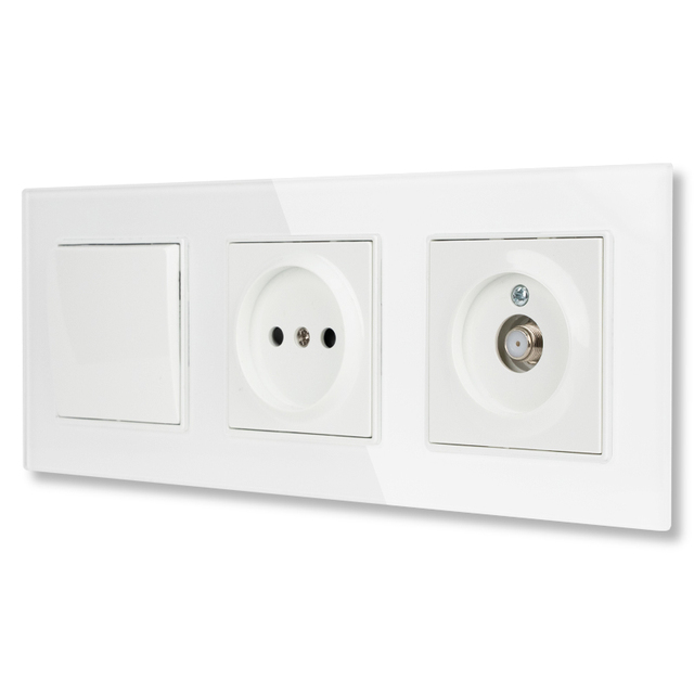 MVAVA Retro 16A French Wall Power Socket One Gang with Plug and Socket and TV Switches