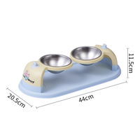 Gamelle double en acier inoxydable et PP pour chat et chien, avec base antidérapante, support surélevé et protection du cou, portable pour aliments pour animaux