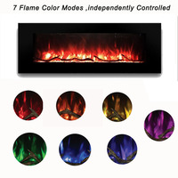 40/50/60/70/80 pouces Insert mural LED RVB Chauffage électrique pour cheminées, 8 couleurs, 750/1500W chauffage télécommandé cheminée