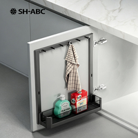 Panier de rangement coulissant pour porte d'armoire, organisateur télescopique à fixer sur porte pour quincaillerie d'armoires de cuisine et de salle de bain