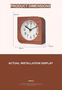 Reloj Despertador de Madera Cuadrado Redondeado OEM, Directo de Fábrica, Movimiento Silencioso con Luz de Repetición ET5217 - Product Image 4