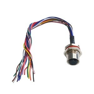 Conector de aviación de acero inoxidable HUA M12 IP68 impermeable de cobre 4A de 17 pines y 17 núcleos, con terminales macho y hembra de brida para alimentación - Product Image 3