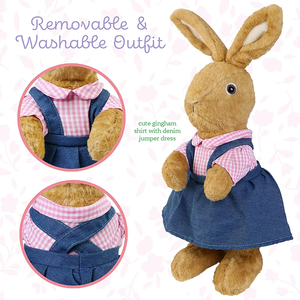 S333 12 Inches Phục Sinh Nâu <span class=keywords><strong>Bunny</strong></span> Thú Nhồi Bông Đồ Chơi Sang Trọng Quà Tặng Cho Trẻ Em Mặc Quần Áo Màu Hồng Màu Xanh Ăn Mặc Sang Trọng Thỏ Búp Bê - Product Image 3