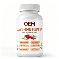 Capsules de piment de Cayenne à marque privée OEM, 350 unités, 150 mg, extrait 10:1, complément alimentaire