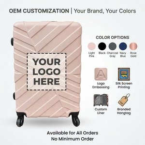 Valigia Trolley da Viaggio Rigida Personalizzata Rosa Cipria con Texture Diagonale Effetto Sunburst, Produzione OEM - Product Image 6