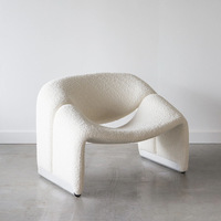 Sherpa-silla moderna y ligera de lujo para sala de estar, tumbona de respaldo bajo, de tela blanca, creativa y casual, chai