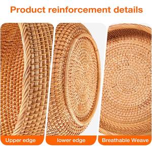 Ensemble de paniers à pain en rotin, paniers ronds naturels tissés à la main, plusieurs tailles, pour servir et ranger le pain, les pâtisseries, les fruits, cuisine, salle à manger - Product Image 6