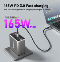 Chargeur Mural GaN 165W avec Affichage Dynamique TFT, Station de Charge Rapide USB 100W PD PPS Type-C pour iPhone 17, MacBook, Ordinateurs Portables Samsung