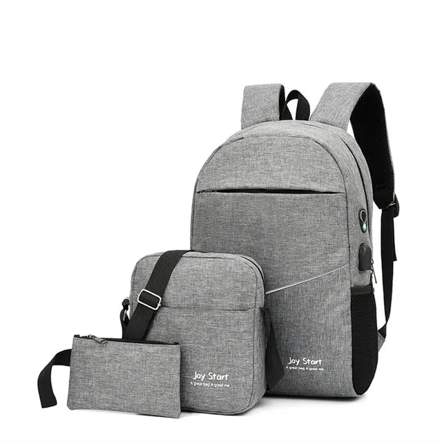 3PCS Men's Backpack USB Charging Men's Bag Casual Multifunctional Backpacks Men School Bags
