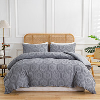 Housse de couette de lit de luxe en coton chenille touffeté rose broderie 3 pièces ensemble de literie couette couette douce reine taille royale