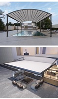 Pergola en PVC avec auvent rétractable en alliage d'aluminium, télécommandée, pour restaurant extérieur, cour, villa, protection solaire