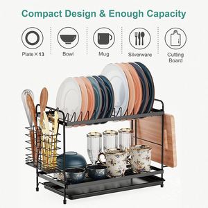 Kitchen Counter With Utensil Organizer Storage Containers Dish Drying Rack Kitchen <b>Plate</b> Dish Cabinet Storage for Dining Room - Product Image 4