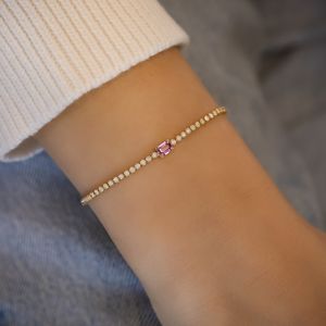 18k Gold Diamond Tennis <b>Bracelet</b>: Emerald, Sapphire or <b>Ruby</b> Center - Product Image 6