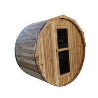 Kustom bulat merah Cedar Hemlock inframerah ruang uap kayu Solid luar ruangan barel Sauna kamar untuk 2-6 orang