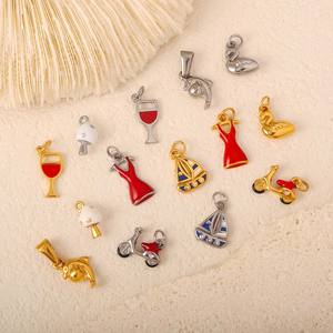 Colgante de Cristal Esmaltado de Acero Inoxidable Resistente al Agua, Chapado en Oro de 18K, con Dijes de Motocicleta y Velero para Joyería Artesanal - Product Image 1