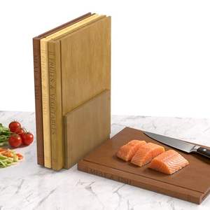 Ensemble de planches à découper avec support en bois - Planches à découper de cuisine en bois ressemblant à des livres, ensemble cadeau de planches à découper - Product Image 1
