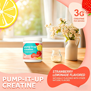 Creatina Monohidrato OEM <span class=keywords><strong>Pump</strong></span>-It-Up 3g - Limonada de Fresa con Extracto de Diente de León y Arándano, 50 Porciones, Polvo Pre-Entrenamiento - Product Image 4