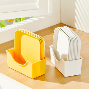 Rectangular Dish Holder For Fruit And Side Dishes Food Grade <b>Tabletop</b> Organizer Solid Color Yellow And White - Product Image 1