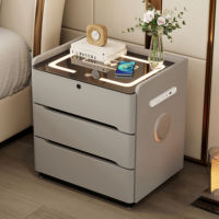 Table de chevet flottante avec lumière inductive, moderne, verrouillable, intelligente, design simple, rechargeable, assemblée, pour appartement