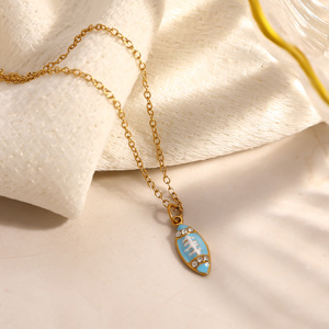 Collar de acero inoxidable personalizado, serie deportiva a la moda, chapado en oro de 18 quilates, con colgante de pelota de tenis de mesa para mujer. - Product Image 3