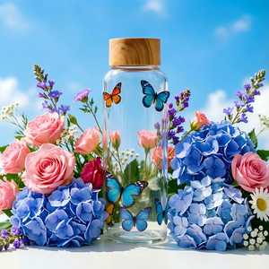 Tazza per Infusione <span class=keywords><strong>a</strong></span> Freddo in Vetro Borosilicato ad Alta Resistenza Termica <span class=keywords><strong>da</strong></span> 350ML 550ML con Design che Cambia Colore e Coperchio in Bambù Ecologico - Product Image 1