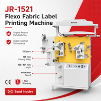 Machine d'impression d'étiquettes textiles Flexo JR-1521, équipement d'impression de rubans industriels 3 couleurs, performance stable, OEM disponible
