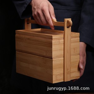 <b>Bamboo</b> Tea Storage Box Rectangle Portable Tea Set <b>Container</b> Household Use - Product Image 3