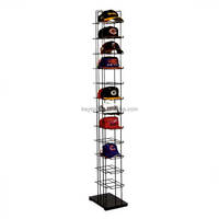 Tour métallique sur pied pour magasin de sport, présentoir Double face pour chapeaux et chaussettes avec porte-chapeau